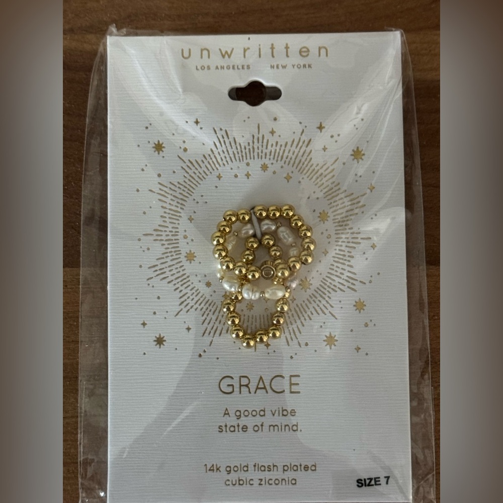 Unwritten 3 Ring Gold Beaded Set